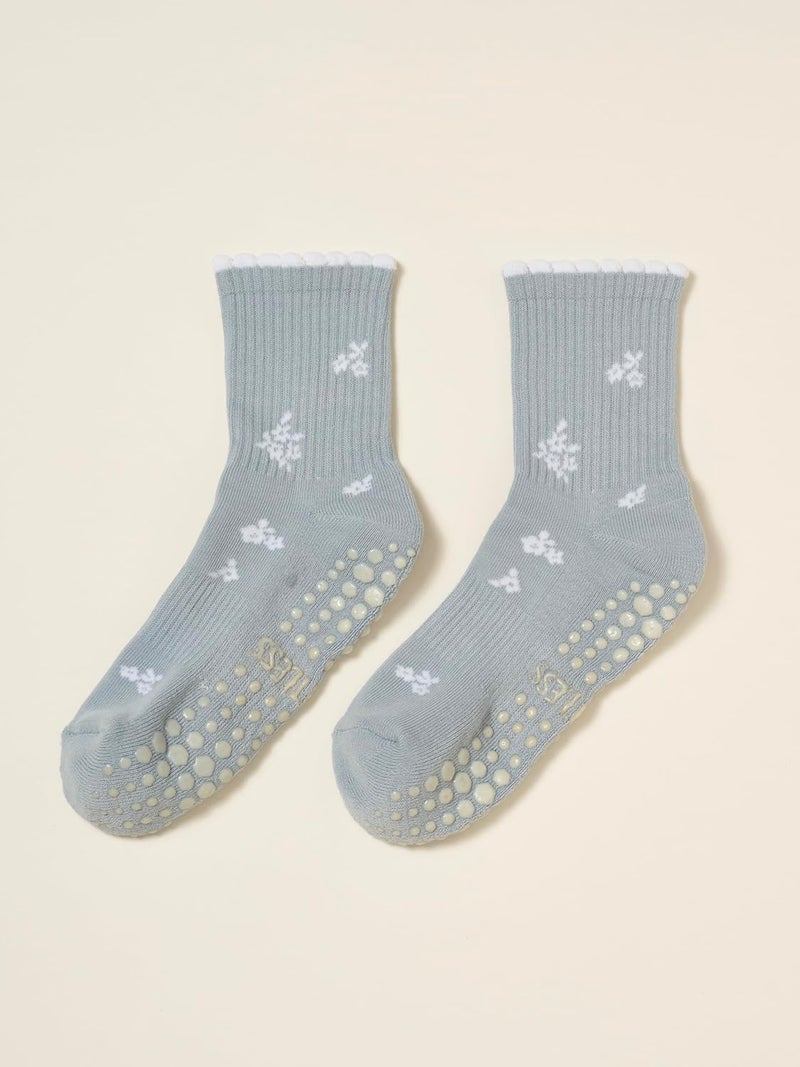 Shapes Studio Crew Half Calf Grip Socks, Cutest Fruits Pilates Socks, Ruffle socks, Non-Slip, Barre Yoga Fitness - Image 2